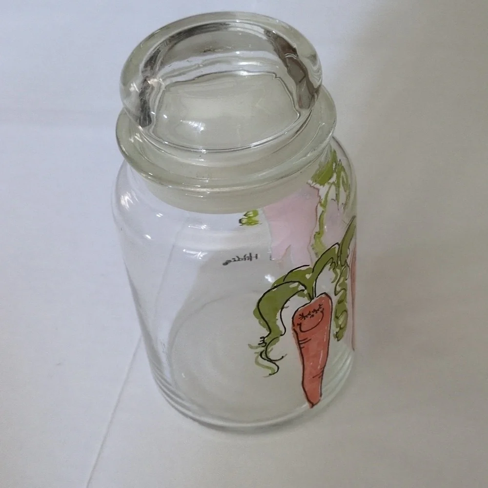 Vintage Anchor Hocking Hildi Anthropomorphic Carrots Glass Canister/Storage